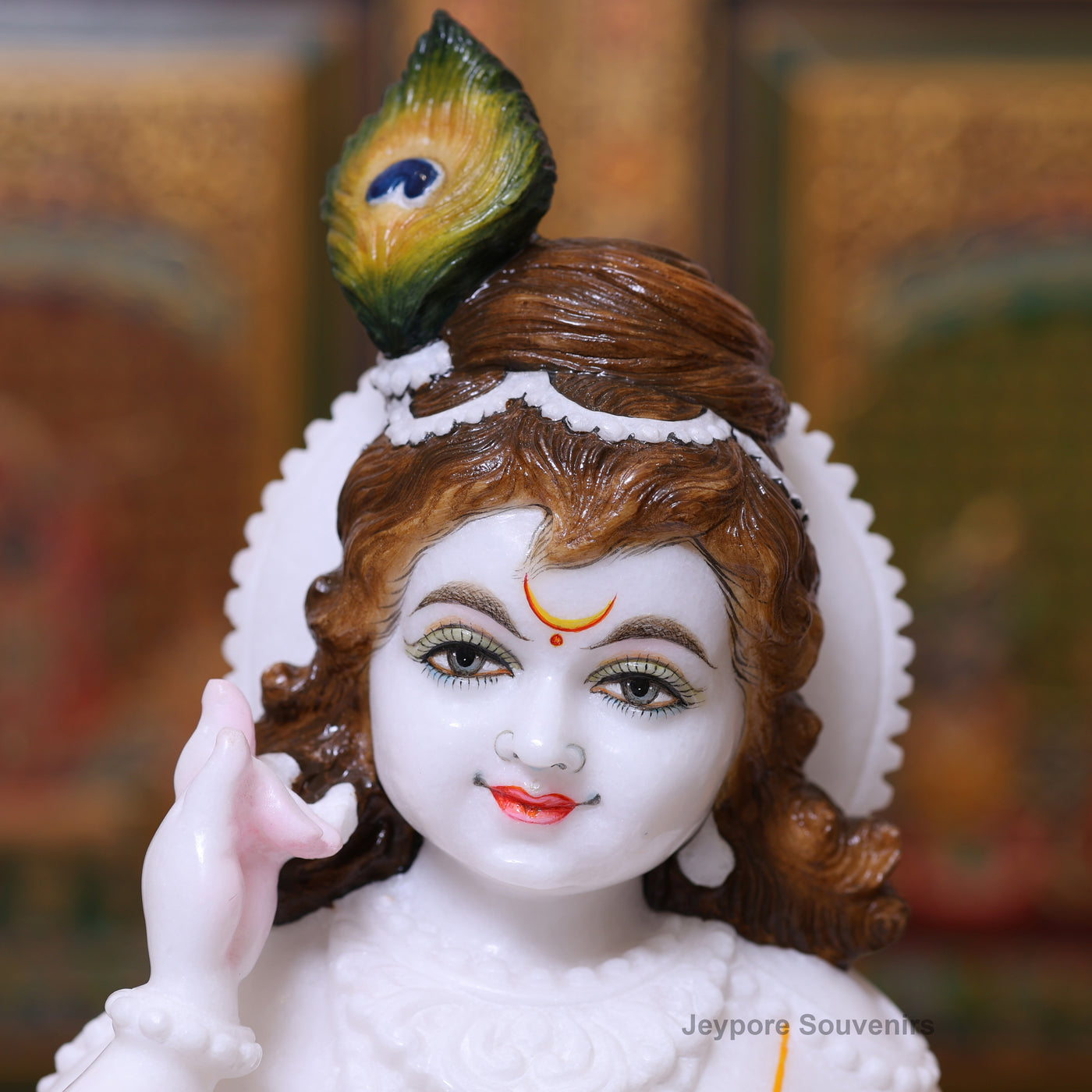 15" Pure White Marble Bal Gopal Krishna Statue