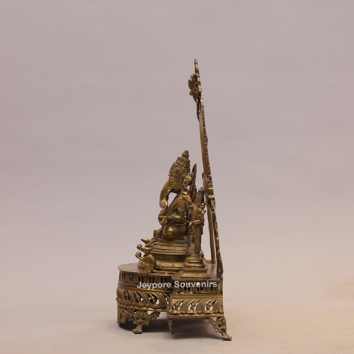 26" Handcrafted Brass Lord Ganesha Idol with Ornate Arch