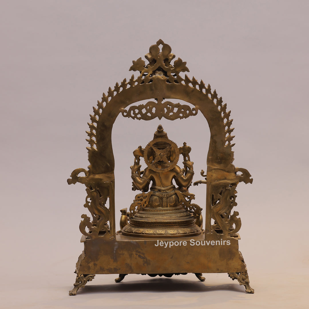 26" Handcrafted Brass Lord Ganesha Idol with Ornate Arch