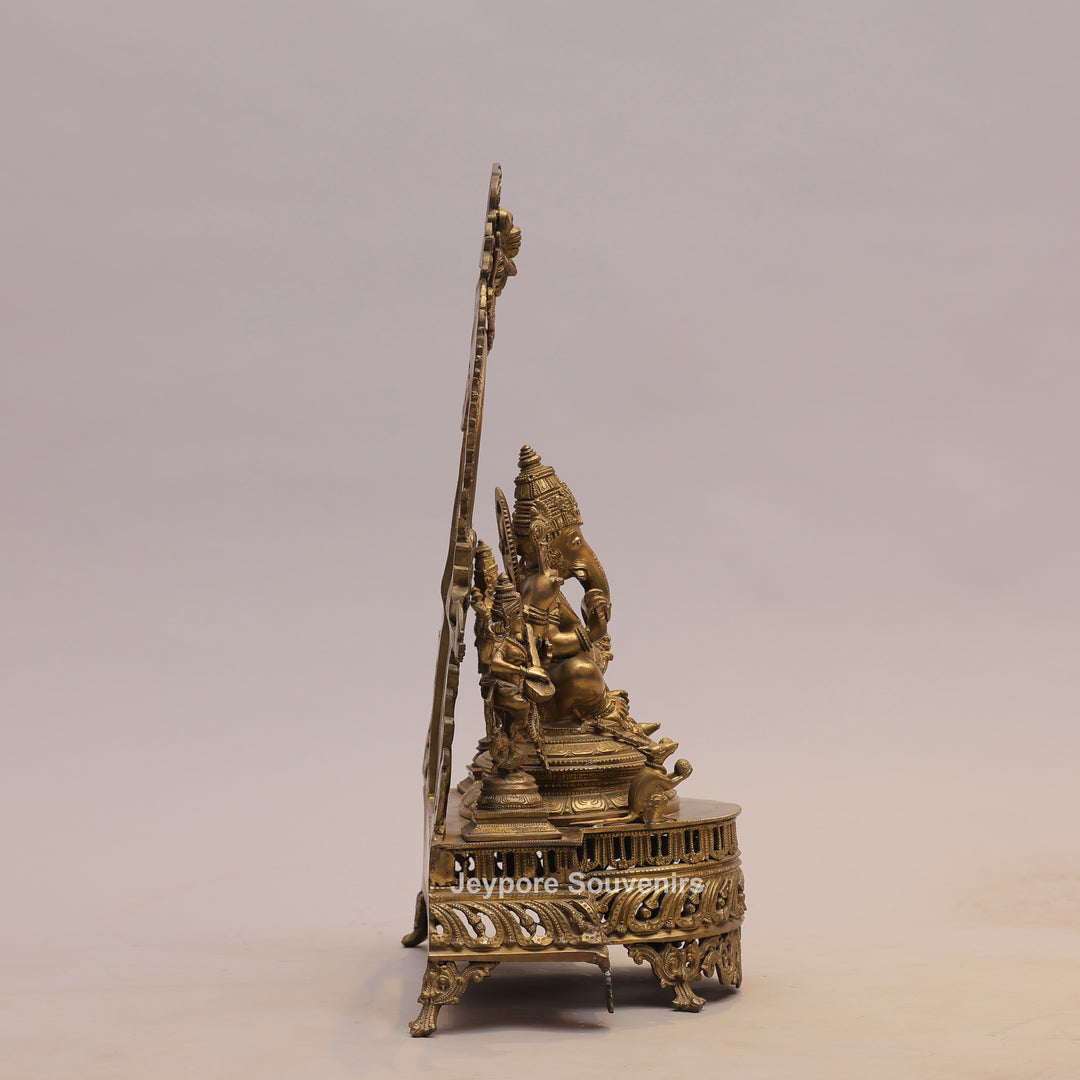 26" Handcrafted Brass Lord Ganesha Idol with Ornate Arch