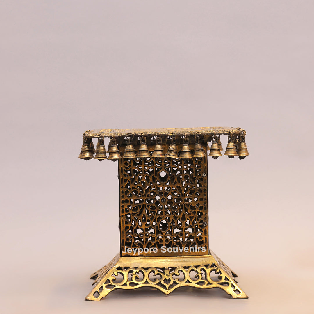 15" Handcrafted Decorative Chowki with Brass Bells