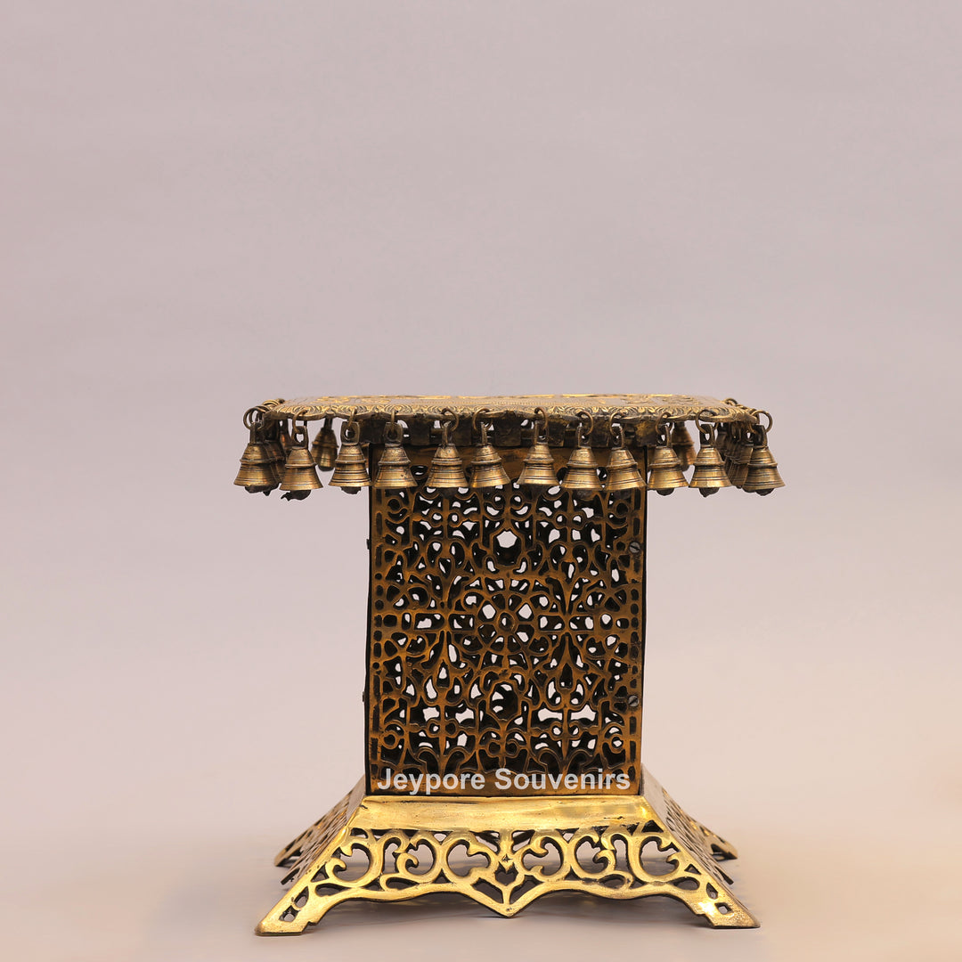 15" Handcrafted Decorative Chowki with Brass Bells