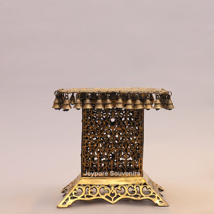 15" Handcrafted Decorative Chowki with Brass Bells