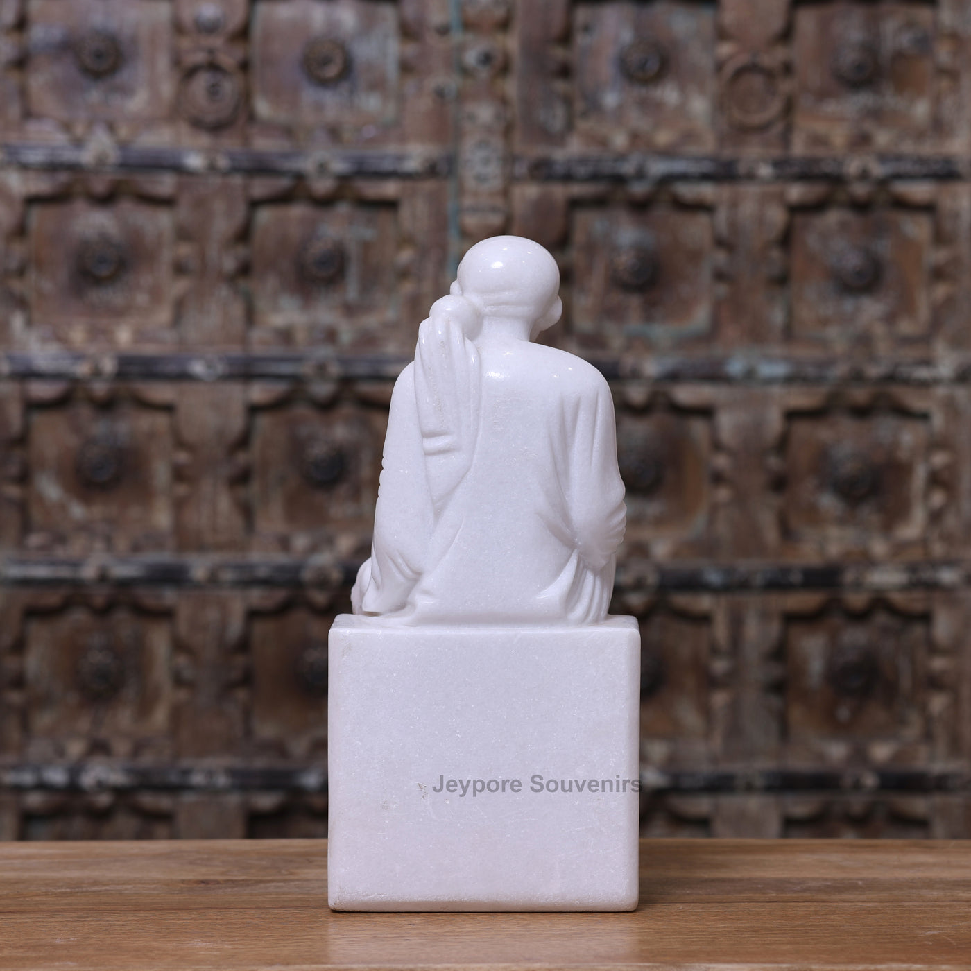 15" Divine Pure White Marble Sai Baba Statue