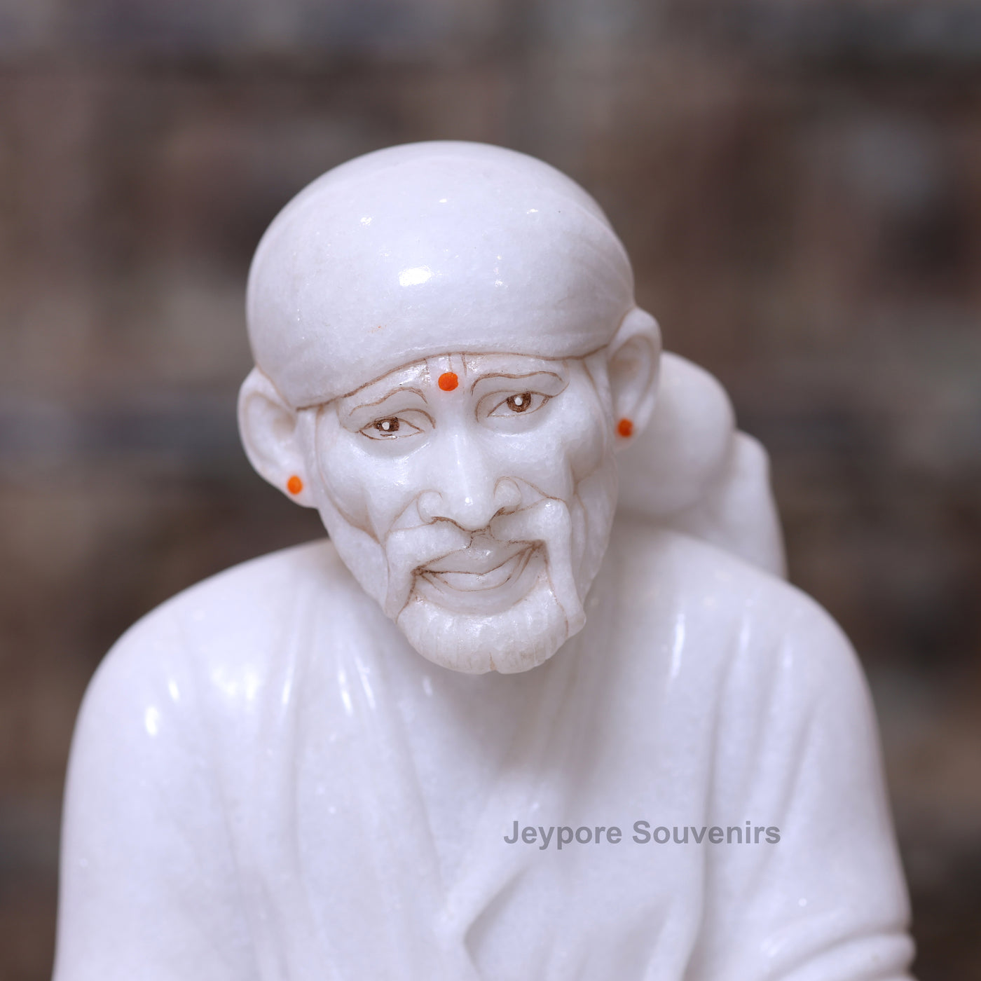 15" Divine Pure White Marble Sai Baba Statue