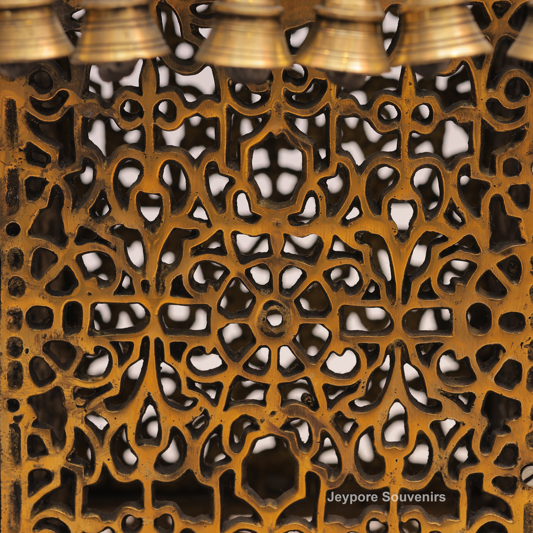 15" Handcrafted Decorative Chowki with Brass Bells