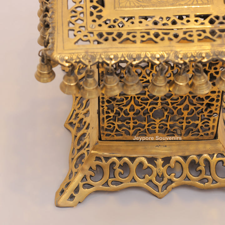 15" Handcrafted Decorative Chowki with Brass Bells