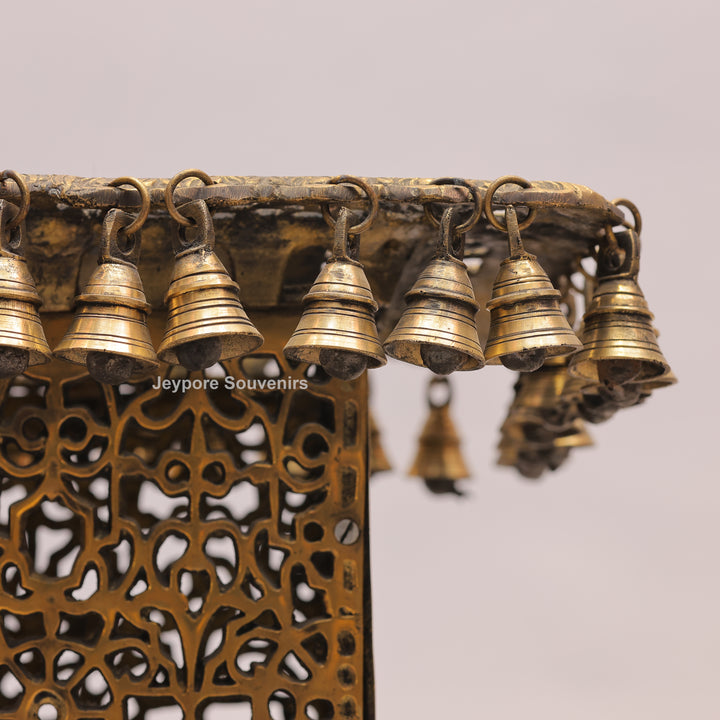15" Handcrafted Decorative Chowki with Brass Bells