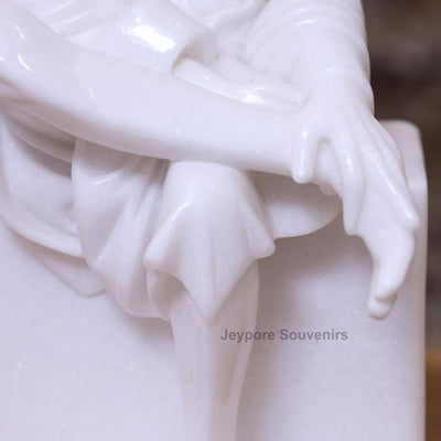 15" Divine Pure White Marble Sai Baba Statue