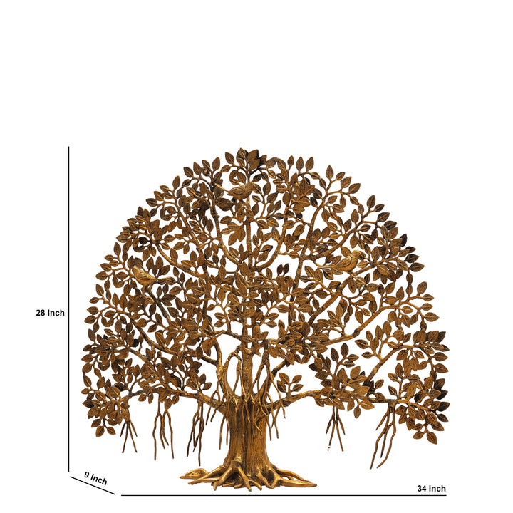 28" Handcrafted Brass Superfine Standing Kalpavriksha Tree of Life Statue