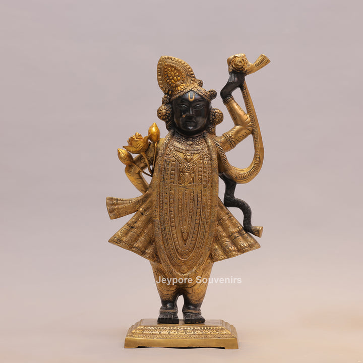 31" Brass Lord Krishna Statue with Flute