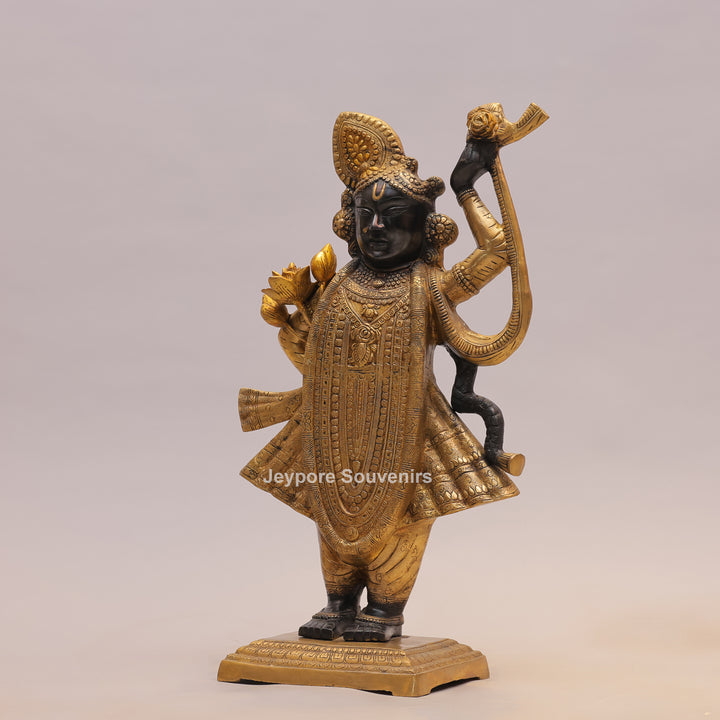 31" Brass Lord Krishna Statue with Flute