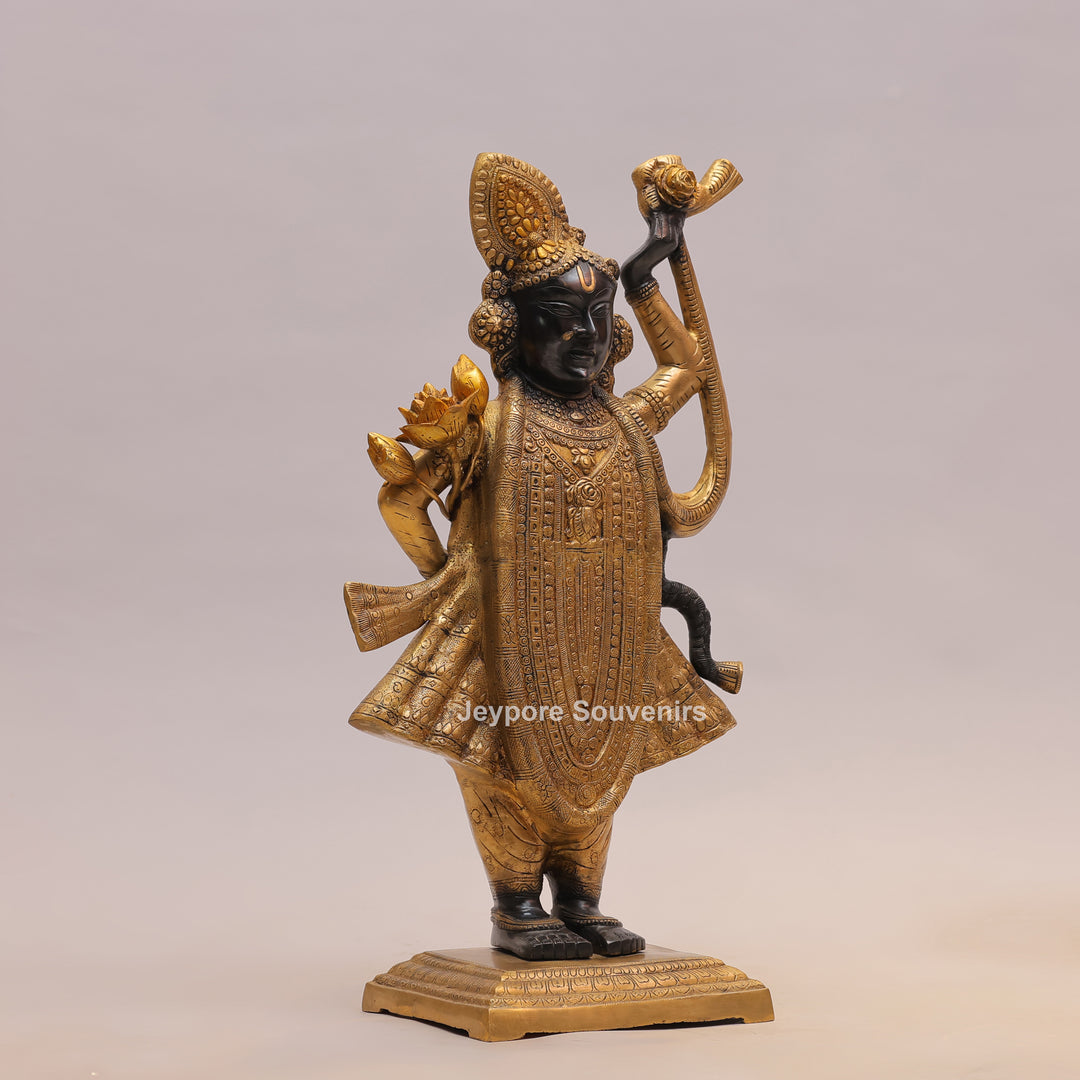 31" Brass Lord Krishna Statue with Flute