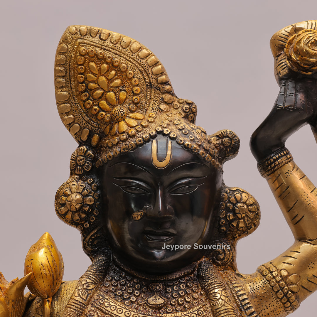 31" Brass Lord Krishna Statue with Flute