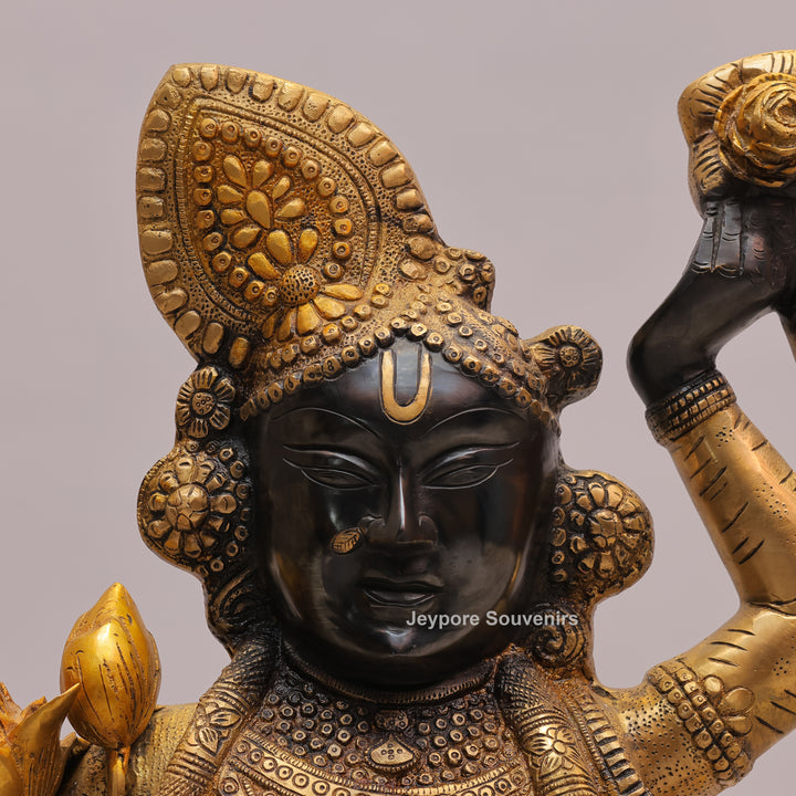 31" Brass Lord Krishna Statue with Flute