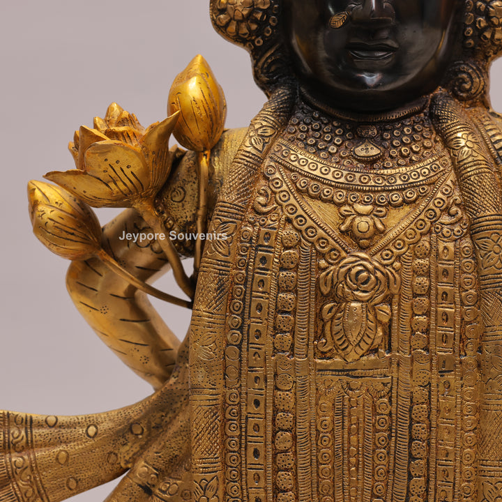 31" Brass Lord Krishna Statue with Flute