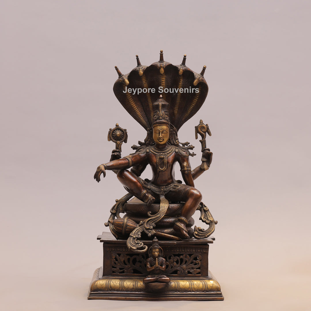 29" Brass Lord Vishnu Sheshnag Statue