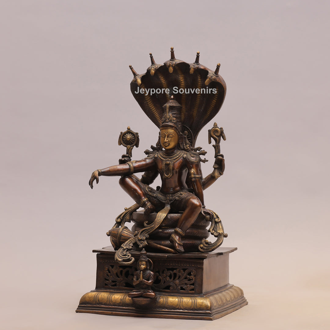 29" Brass Lord Vishnu Sheshnag Statue