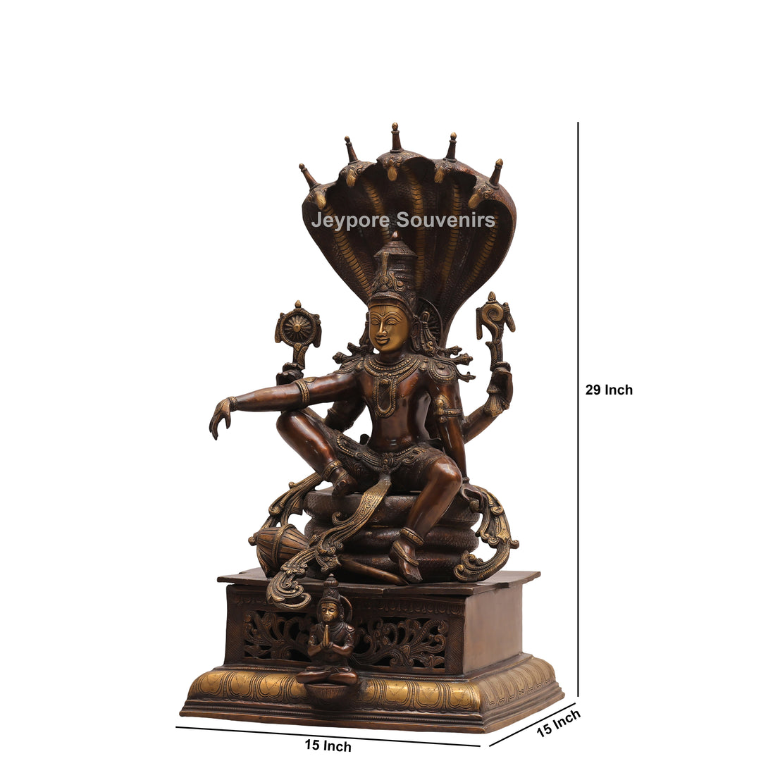 29" Brass Lord Vishnu Sheshnag Statue