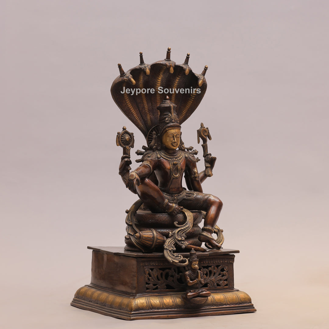 29" Brass Lord Vishnu Sheshnag Statue