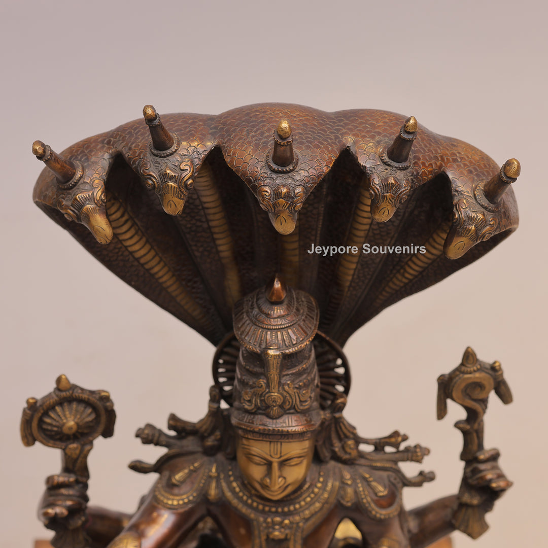29" Brass Lord Vishnu Sheshnag Statue