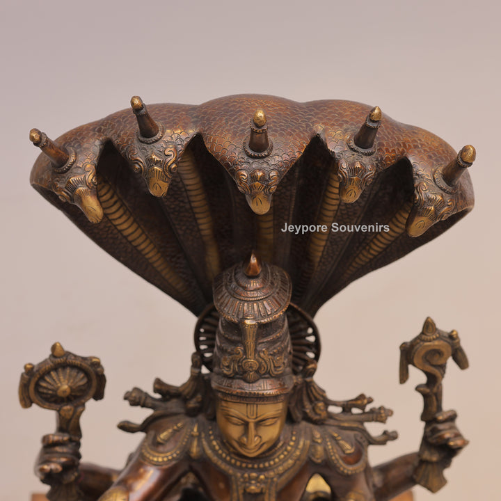 29" Brass Lord Vishnu Sheshnag Statue