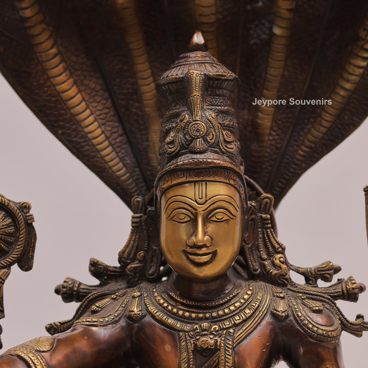29" Brass Lord Vishnu Sheshnag Statue