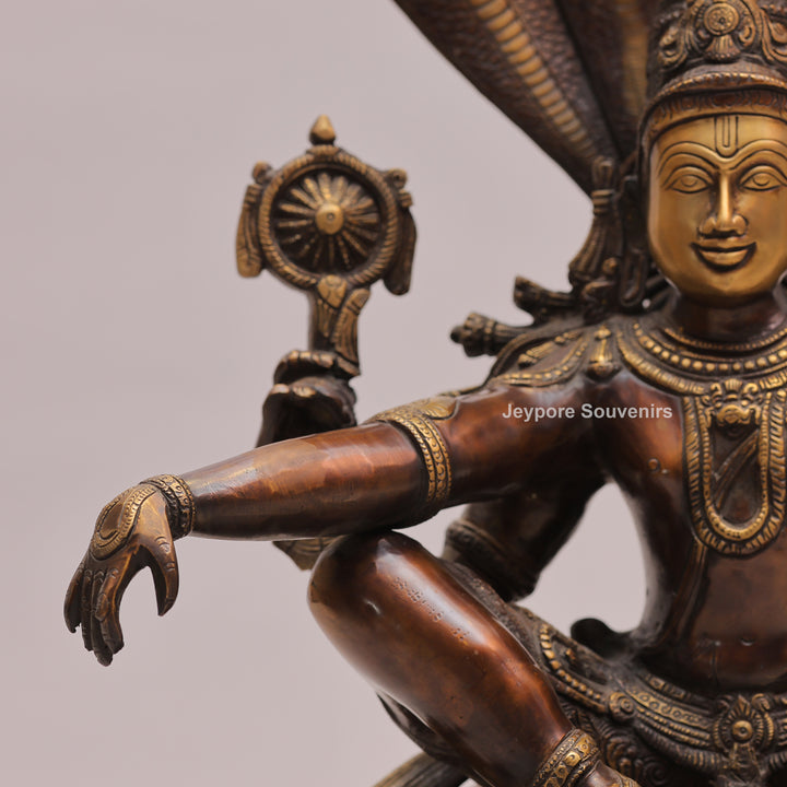 29" Brass Lord Vishnu Sheshnag Statue