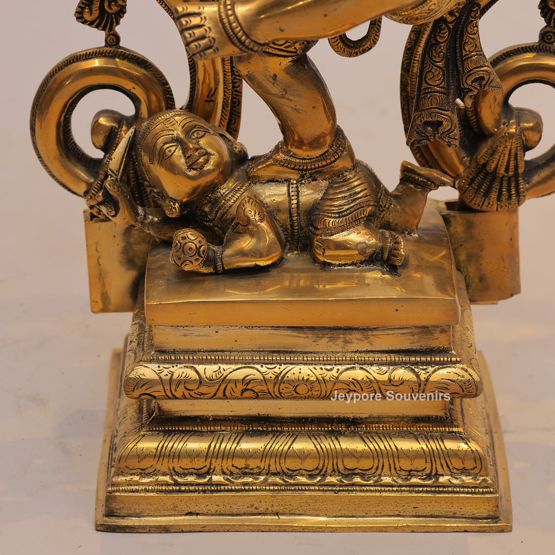 25" Handcrafted Brass Dancing Ganesha Idol with Prabhavali Ring