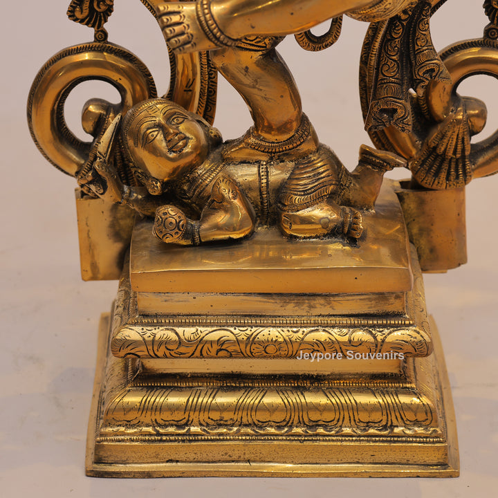 25" Handcrafted Brass Dancing Ganesha Idol with Prabhavali Ring