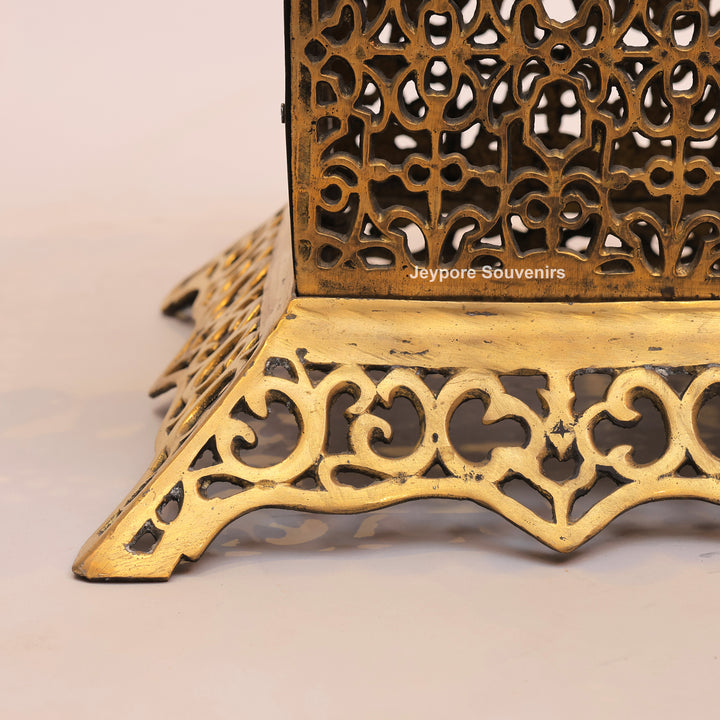 21" Handcrafted Brass Chowki Pedestal Stand with Hanging Bells