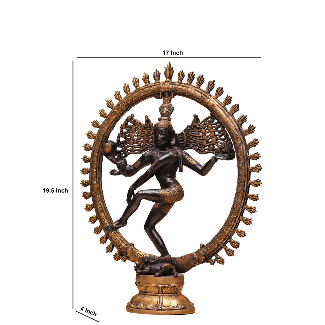19" Handcrafted Brass Nataraja Traditional Lord Shiva Tandava Idol