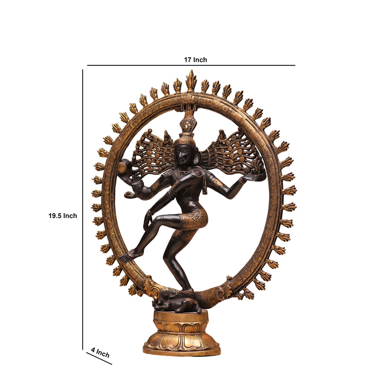 19" Handcrafted Brass Nataraja Traditional Lord Shiva Tandava Idol