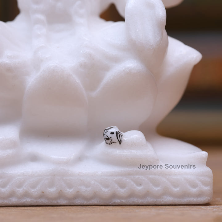 5" Pure White Marble Lakshmi Saraswati Ganesh Idol Set