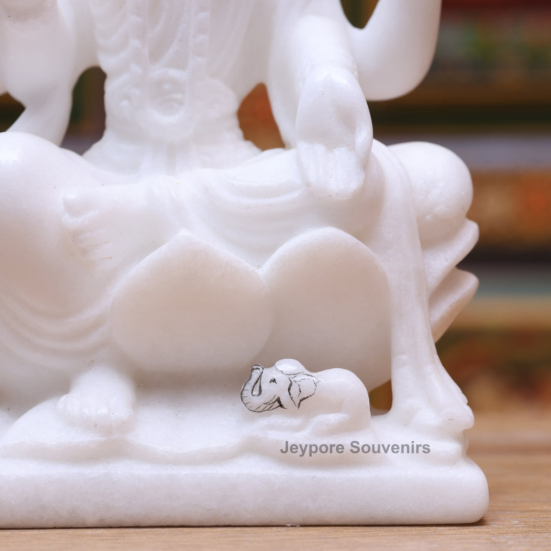 7" Pure White Marble Lakshmi Saraswati Ganesh Idol Set