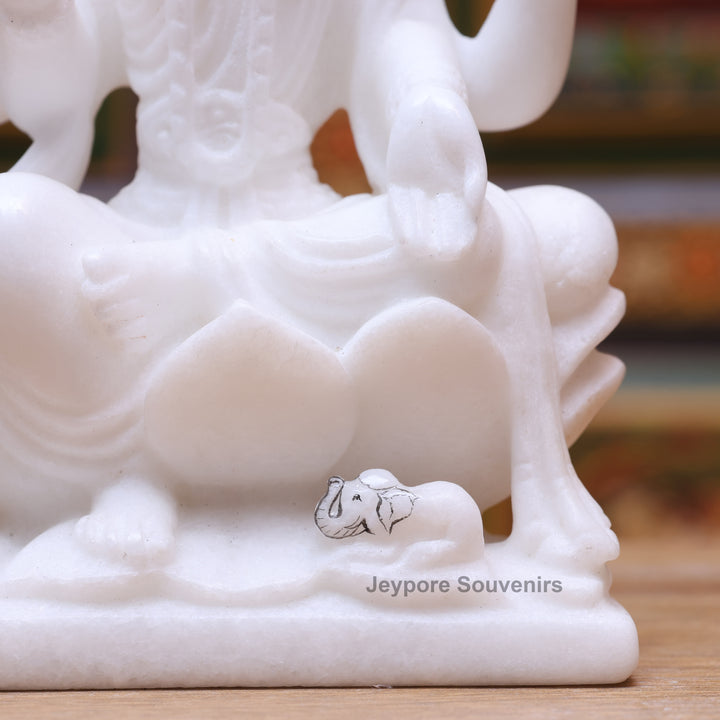7" Pure White Marble Lakshmi Saraswati Ganesh Idol Set