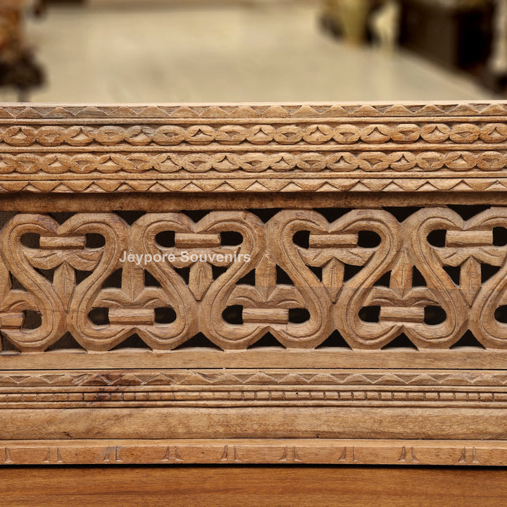 Handcarved Wooden Indian Heritage Jharokha Wall Mirror