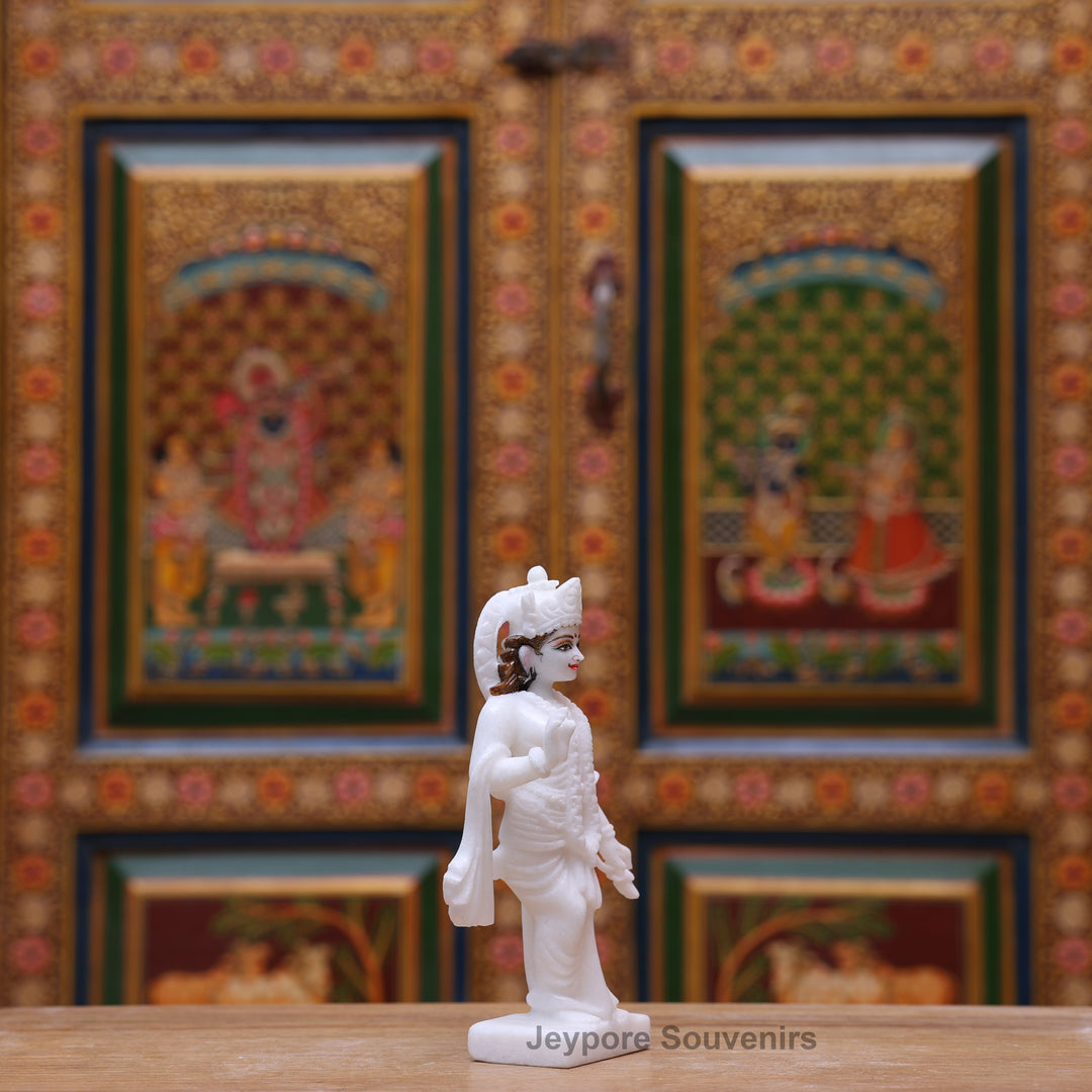 9" Pure White Marble Laxmi Narayan Statue Set