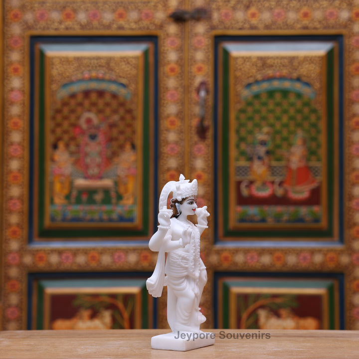 9" Pure White Marble Laxmi Narayan Statue Set