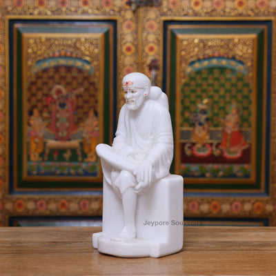 12" Handcrafted Pure White Marble Sai Baba Murti