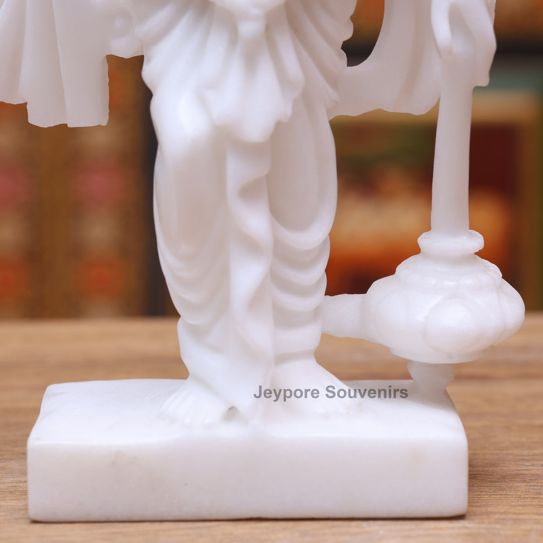 9" Pure White Marble Laxmi Narayan Statue Set