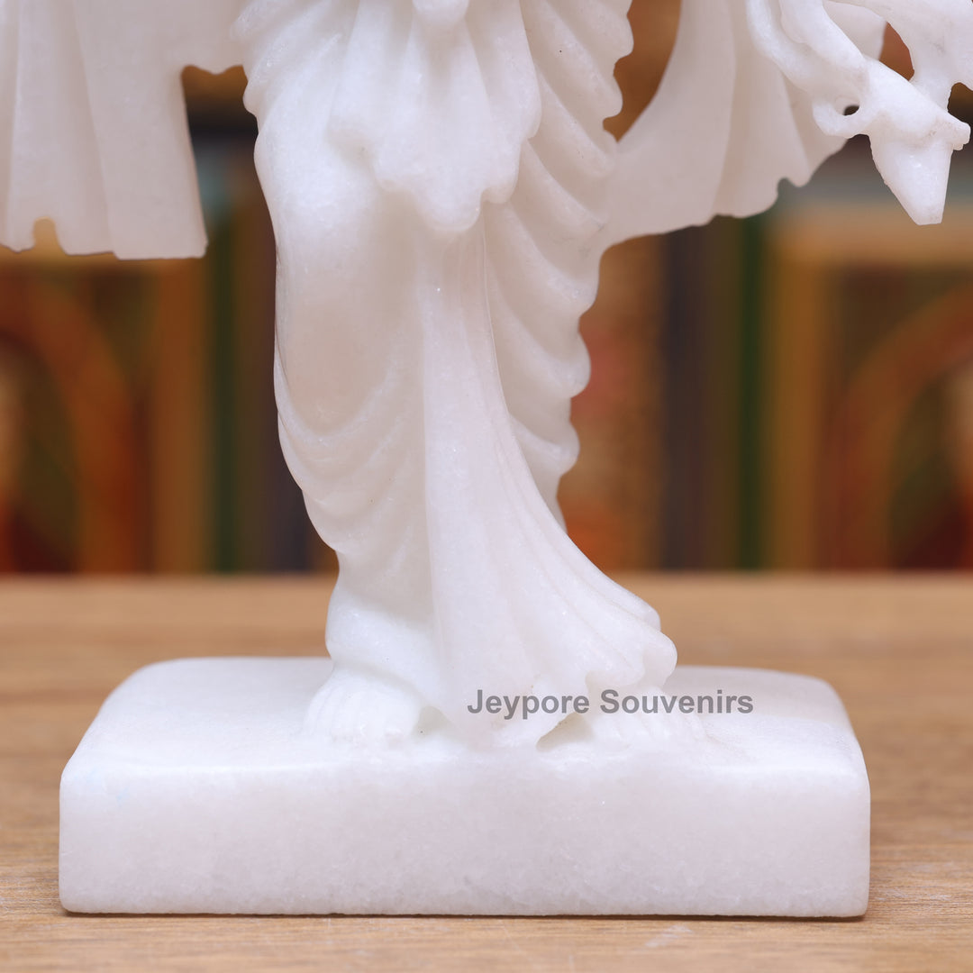 9" Pure White Marble Laxmi Narayan Statue Set