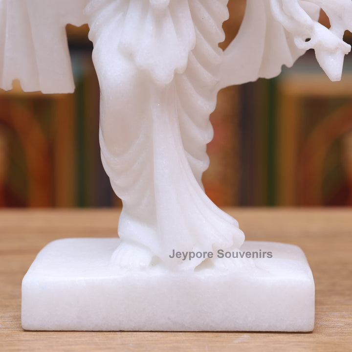 9" Pure White Marble Laxmi Narayan Statue Set