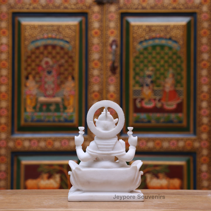 9" Pure White Marble Goddess Lakshmi Statue