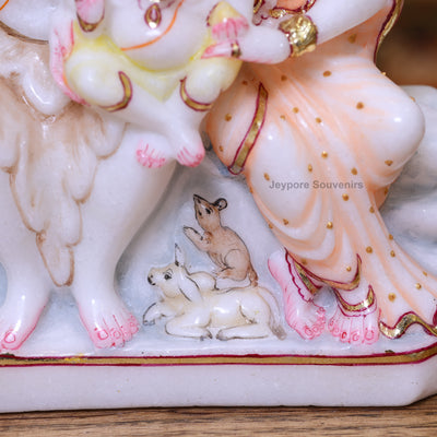 9" Pure White Marble Shiv Parivar Murti