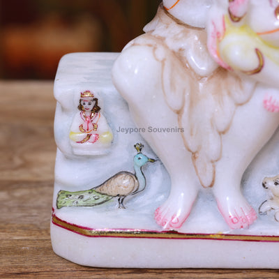 9" Pure White Marble Shiv Parivar Murti