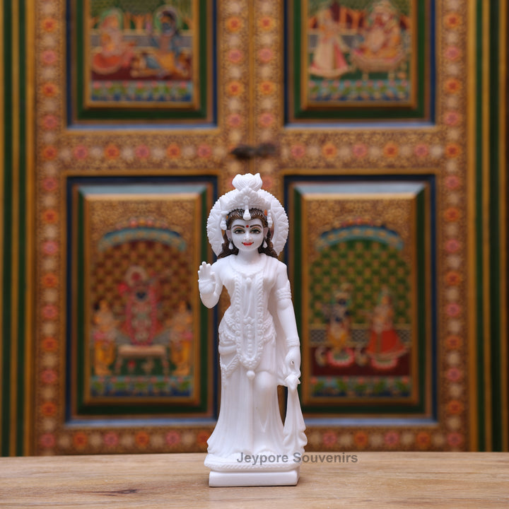 15" Pure White Marble Radha Krishna Statue