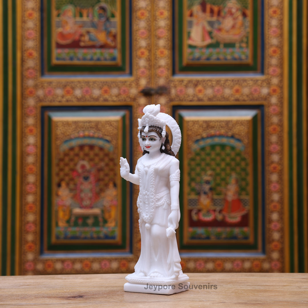 15" Pure White Marble Radha Krishna Statue