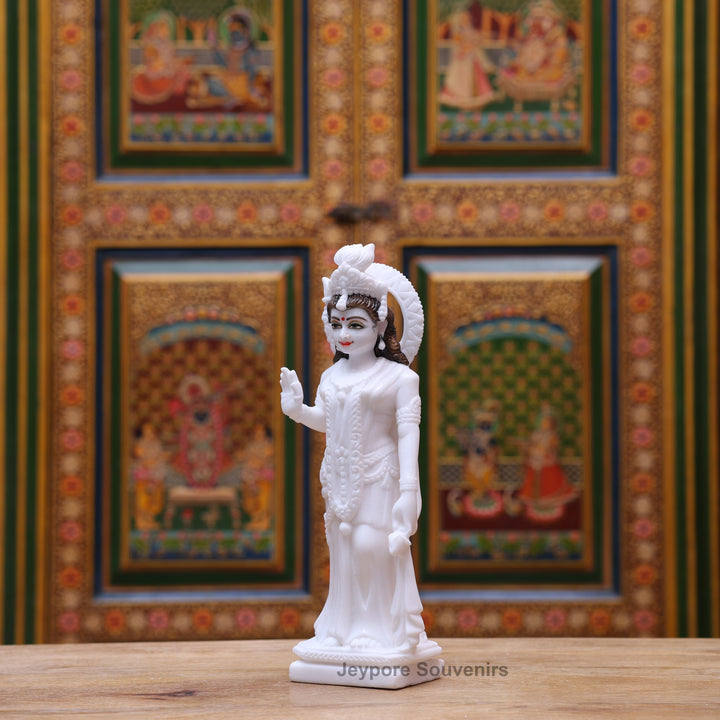 15" Pure White Marble Radha Krishna Statue