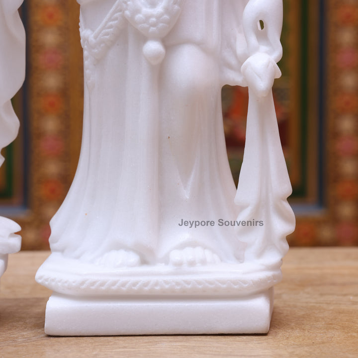15" Pure White Marble Radha Krishna Statue